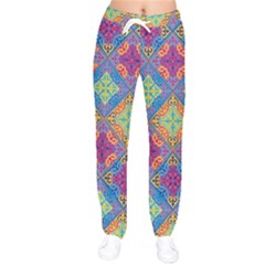 Colorful Flora Flora Kazakh Pattern Women Velvet Drawstring Pants