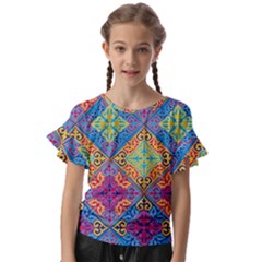 Colorful Flora Flora Kazakh Pattern Kids  Cut Out Flutter Sleeves