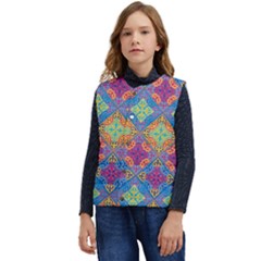 Colorful Flora Flora Kazakh Pattern Kid s Button Up Puffer Vest	