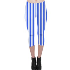 Blue Stripes, Sticker, Stickers Capri Leggings  by kyorashop23