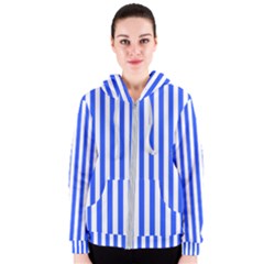 Blue Stripes, Sticker, Stickers Women s Zipper Hoodie