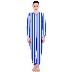 Blue Stripes, Sticker, Stickers Onepiece Jumpsuit (ladies)