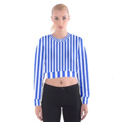 Blue Stripes, Sticker, Stickers Cropped Sweatshirt