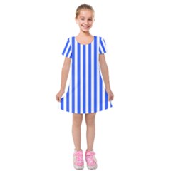 Blue Stripes, Sticker, Stickers Kids  Short Sleeve Velvet Dress