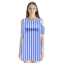 Blue Stripes, Sticker, Stickers Shoulder Cutout Velvet One Piece