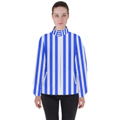 Blue Stripes, Sticker, Stickers Women s High Neck Windbreaker by kyorashop23