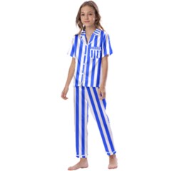 Blue Stripes, Sticker, Stickers Kids  Satin Short Sleeve Pajamas Set