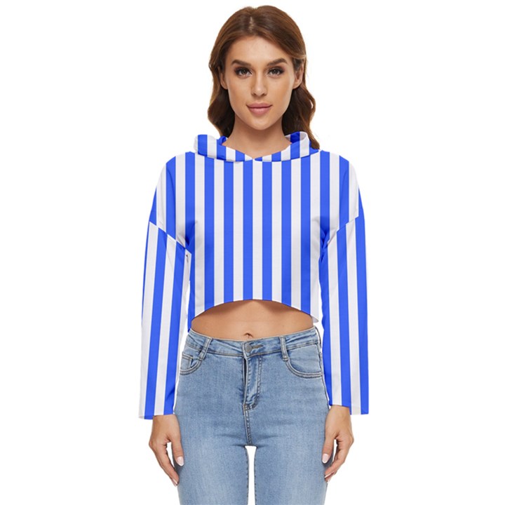 Blue Stripes, Sticker, Stickers Women s Lightweight Cropped Hoodie