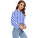 Blue Stripes, Sticker, Stickers Women s Lightweight Cropped Hoodie View3