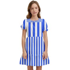 Blue Stripes, Sticker, Stickers Kids  Puff Sleeved Dress by kyorashop23