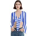 Blue Stripes, Sticker, Stickers Trumpet Sleeve Cropped Top View1