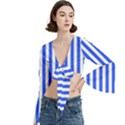 Blue Stripes, Sticker, Stickers Trumpet Sleeve Cropped Top View3