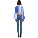 Blue Stripes, Sticker, Stickers Trumpet Sleeve Cropped Top View4