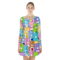 Care Bears, Adorable, Art Long Sleeve Velvet V-neck Dress