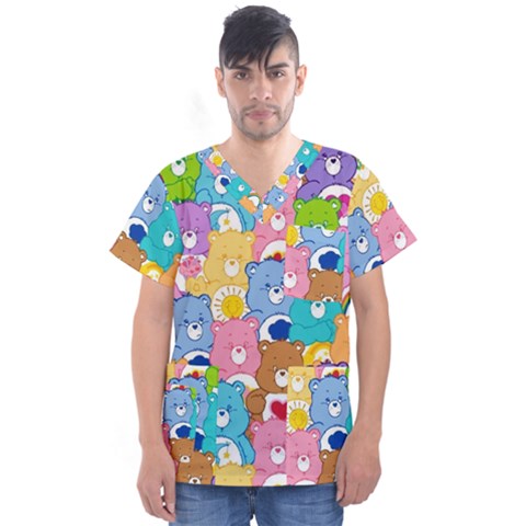 Care Bears, Adorable, Art Men s V-neck Scrub Top by kyorashop23