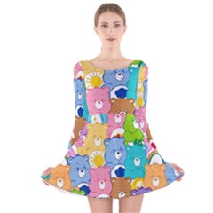 Care Bears, Adorable, Art Long Sleeve Velvet Skater Dress