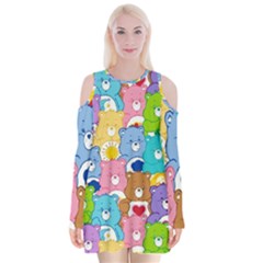 Care Bears, Adorable, Art Velvet Long Sleeve Shoulder Cutout Dress