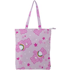 Cheer Bear Pink, Care, Care Bears, Cartoon Double Zip Up Tote Bag by kyorashop23