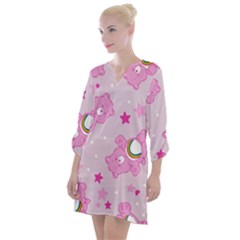 Cheer Bear Pink, Care, Care Bears, Cartoon Open Neck Shift Dress by kyorashop23