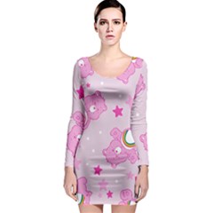 Cheer Bear Pink, Care, Care Bears, Cartoon Long Sleeve Bodycon Dress by kyorashop23