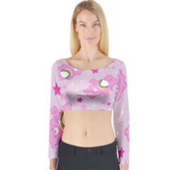 Cheer Bear Pink, Care, Care Bears, Cartoon Long Sleeve Crop Top by kyorashop23