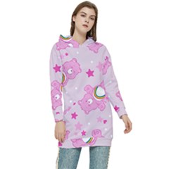 Cheer Bear Pink, Care, Care Bears, Cartoon Women s Long Oversized Pullover Hoodie