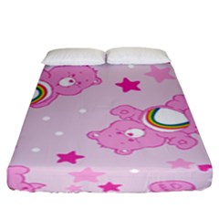 Cheer Bear Pink, Care, Care Bears, Cartoon Fitted Sheet (king Size) by kyorashop23