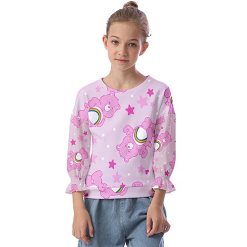 Cheer Bear Pink, Care, Care Bears, Cartoon Kids  Cuff Sleeve Top by kyorashop23