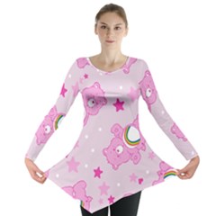 Cheer Bear Pink, Care, Care Bears, Cartoon Long Sleeve Tunic  by kyorashop23