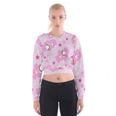 Cheer Bear Pink, Care, Care Bears, Cartoon Cropped Sweatshirt