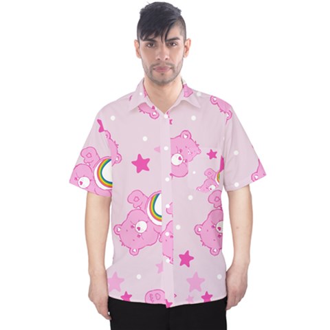 Cheer Bear Pink, Care, Care Bears, Cartoon Men s Hawaii Shirt by kyorashop23