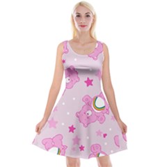 Cheer Bear Pink, Care, Care Bears, Cartoon Reversible Velvet Sleeveless Dress