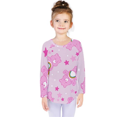 Cheer Bear Pink, Care, Care Bears, Cartoon Kids  Long Sleeve T-shirt by kyorashop23