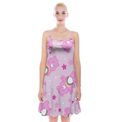 Cheer Bear Pink, Care, Care Bears, Cartoon Spaghetti Strap Velvet Dress