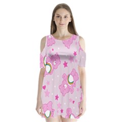 Cheer Bear Pink, Care, Care Bears, Cartoon Shoulder Cutout Velvet One Piece