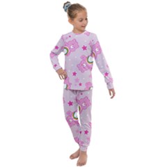 Cheer Bear Pink, Care, Care Bears, Cartoon Kids  Long Sleeve Set 