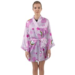 Cheer Bear Pink, Care, Care Bears, Cartoon Long Sleeve Satin Kimono by kyorashop23