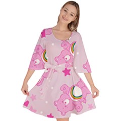 Cheer Bear Pink, Care, Care Bears, Cartoon Velour Kimono Dress by kyorashop23