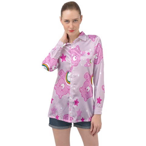 Cheer Bear Pink, Care, Care Bears, Cartoon Long Sleeve Satin Shirt by kyorashop23