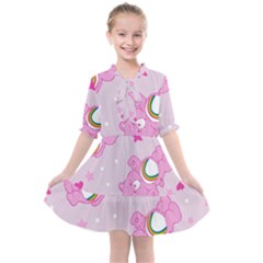 Cheer Bear Pink, Care, Care Bears, Cartoon Kids  All Frills Chiffon Dress by kyorashop23