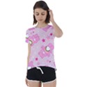 Cheer Bear Pink, Care, Care Bears, Cartoon Short Sleeve Open Back T-Shirt View1