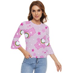 Cheer Bear Pink, Care, Care Bears, Cartoon Bell Sleeve Top