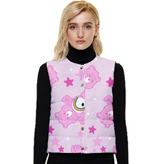 Cheer Bear Pink, Care, Care Bears, Cartoon Women s Button Up Puffer Vest