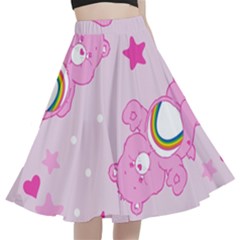 Cheer Bear Pink, Care, Care Bears, Cartoon A-line Full Circle Midi Skirt With Pocket by kyorashop23