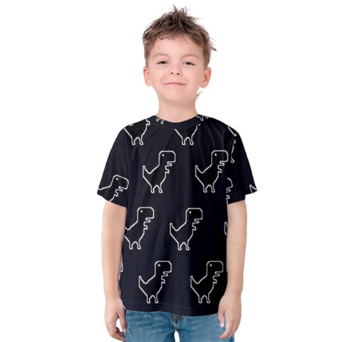 Cute Black, Dinosaur Kids  Cotton T-shirt by kyorashop23