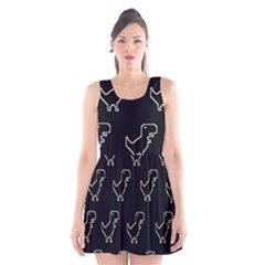 Cute Black, Dinosaur Scoop Neck Skater Dress by kyorashop23