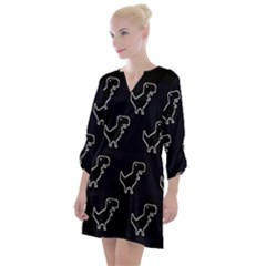 Cute Black, Dinosaur Open Neck Shift Dress by kyorashop23