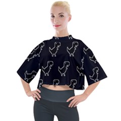 Cute Black, Dinosaur Mock Neck T-shirt by kyorashop23