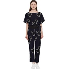 Cute Black, Dinosaur Batwing Lightweight Chiffon Jumpsuit by kyorashop23