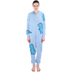 Dinosaur , Cute, Pastel, Hooded Jumpsuit (ladies)